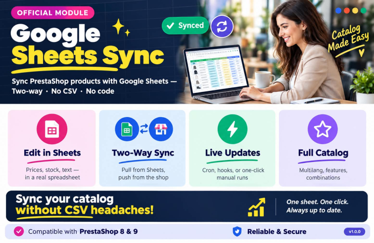 Google Sheets Product Sync for PrestaShop 8-9 | Two-Way Catalog Sync | OpenPresta