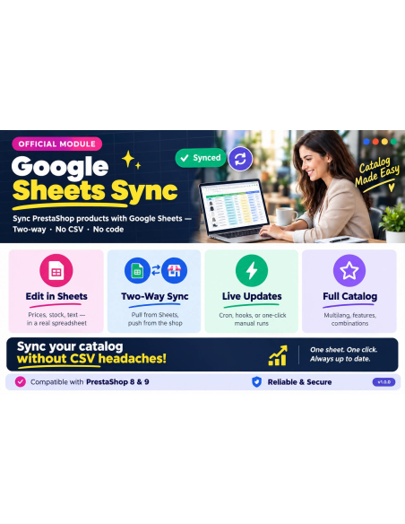 Google Sheets Product Sync for PrestaShop 8-9 | Two-Way Catalog Sync | OpenPresta