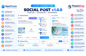 Social Post for PrestaShop 8-9 | Schedule & Automate to 12 Networks | OpenPresta