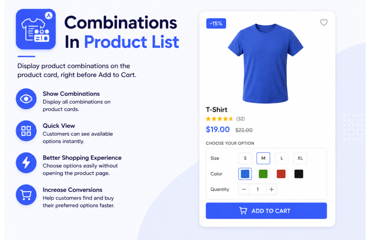 Combinations In Product List Prestashop