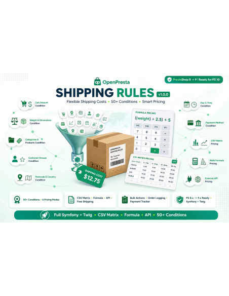 Shipping Rules for PrestaShop 8-9 - Conditional Shipping Costs | OpenPresta