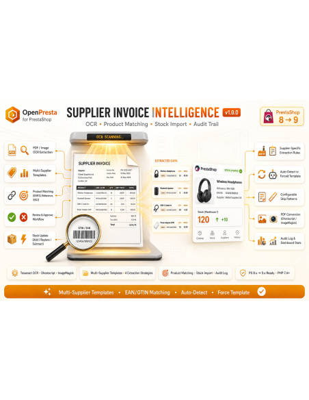 Supplier Invoice OCR & Inventory Import for PrestaShop  | OpenPresta
