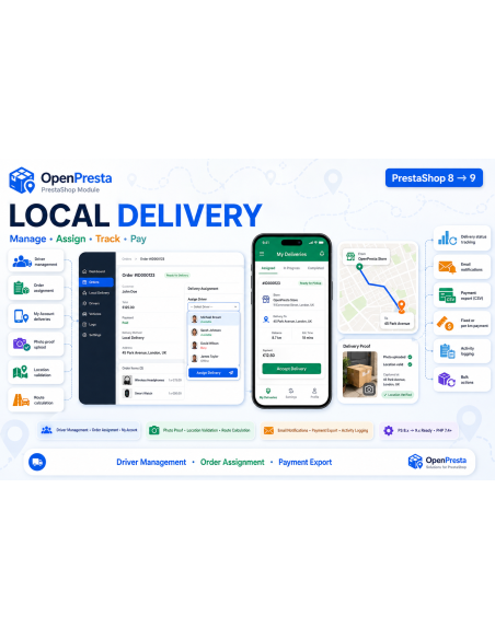 Local Delivery for PrestaShop  | Driver Management & Payment | OpenPresta