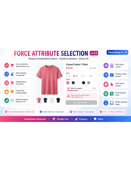 Force Attribute Selection for PrestaShop | Require Combination Choice | OpenPresta