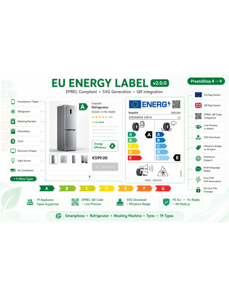 EU Energy Label for PrestaShop  | EPREL Compliant SVG Labels | OpenPresta