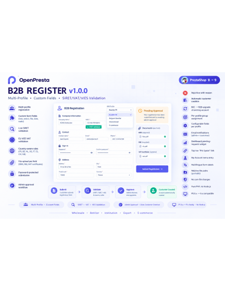 B2B Registration for PrestaShop  | Multi-Profile B2B Onboarding | OpenPresta