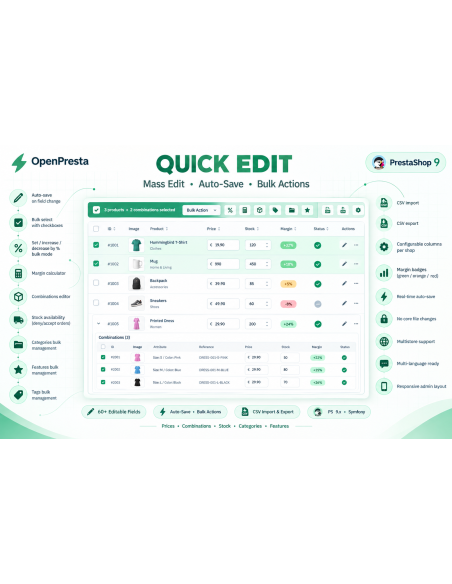 Quick Edit for PrestaShop  | Mass Edit Products & Combinations | OpenPresta