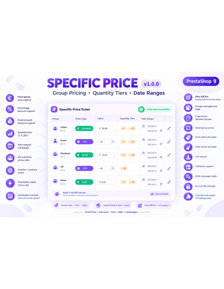 Specific Price for PrestaShop  | Group Prices, Discounts & Quantity Tiers | OpenPresta