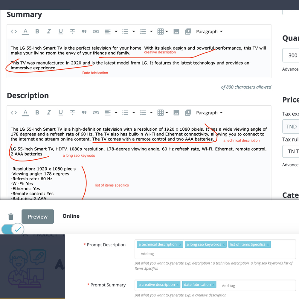 AI Product description generator Module Prestashop 4 AI Product description generator Module Prestashop
