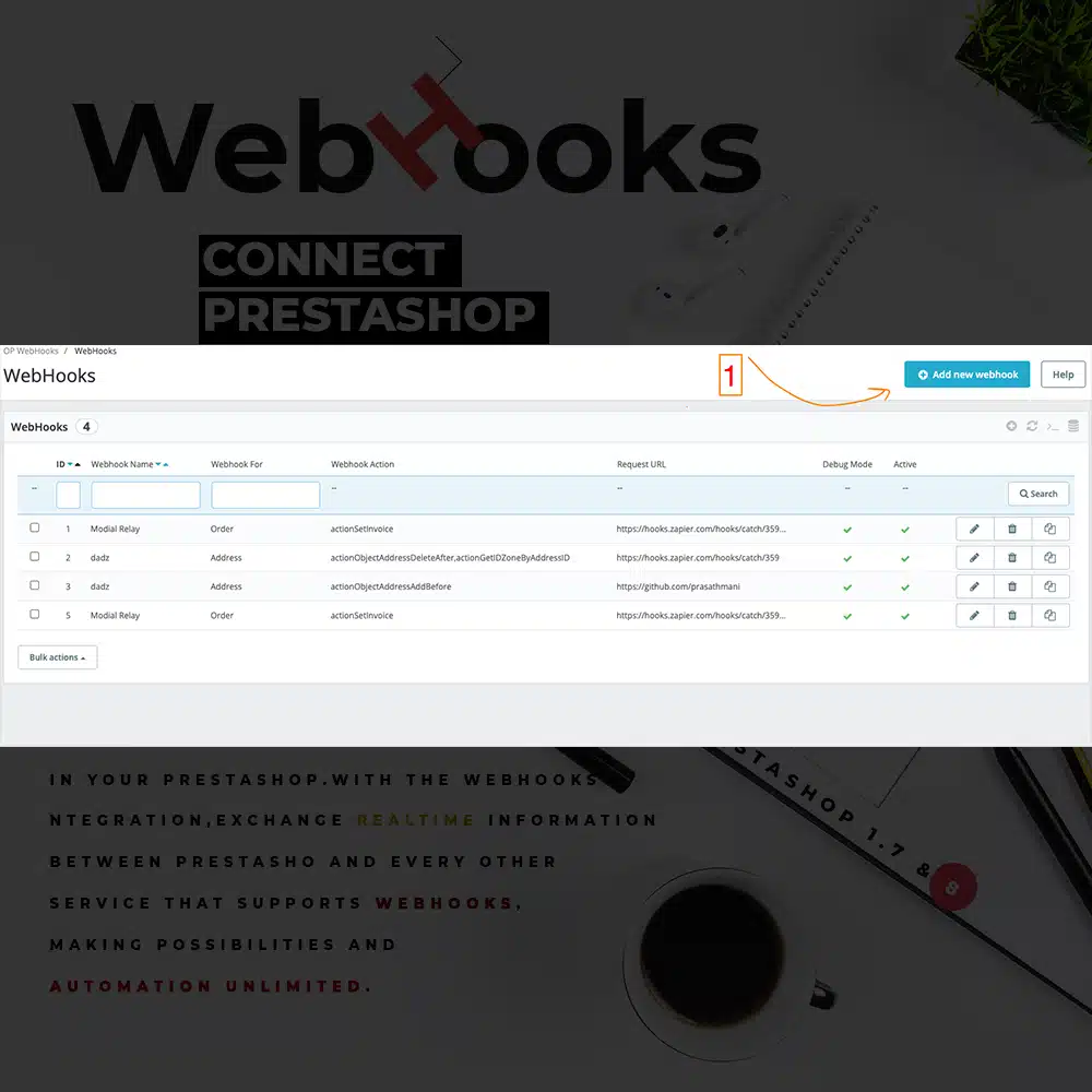Webhooks Prestashop Module 4 webhooks prestashop 4