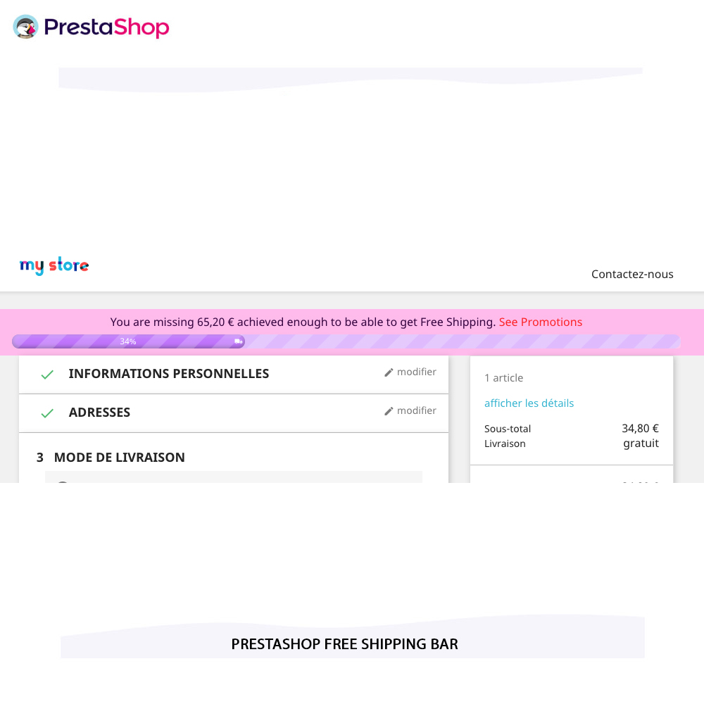 Free Shipping Bar prestashop free shipping notification