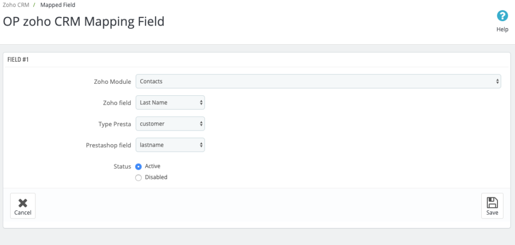 ZohoCRM Prestashop