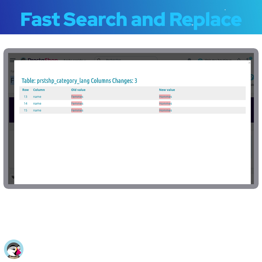 Database Search and Replace Prestashop Module