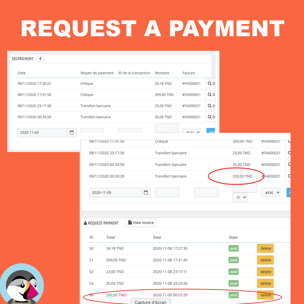 Module Request a payment prestashop