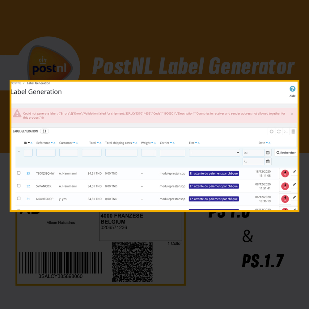 PostNL Label Generator Module prestashop