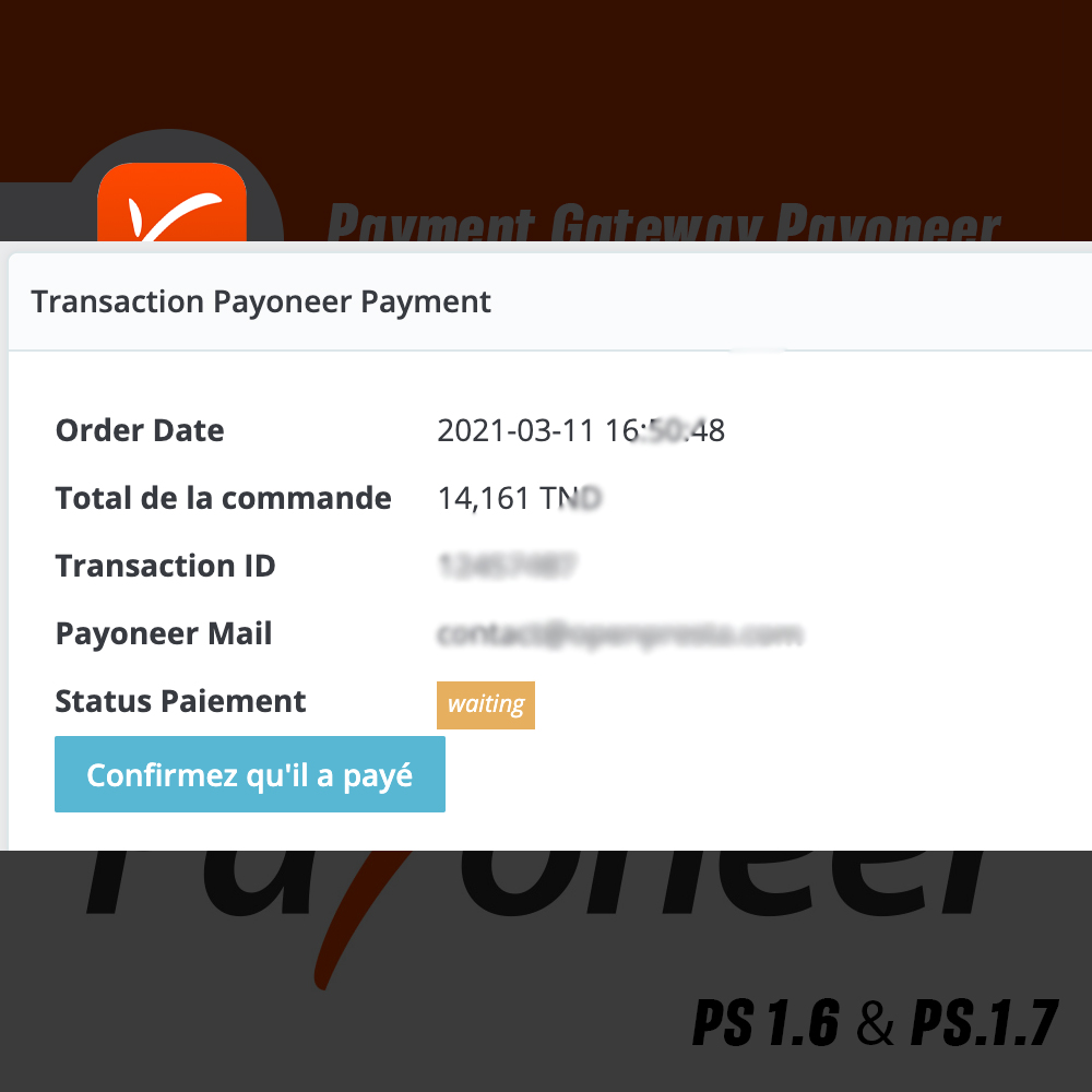 Payoneer Payment Gateway for Prestashop 6 picture6
