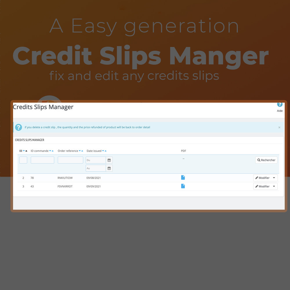 Delete Credit Slips Prestashop 3 credit slips manager2