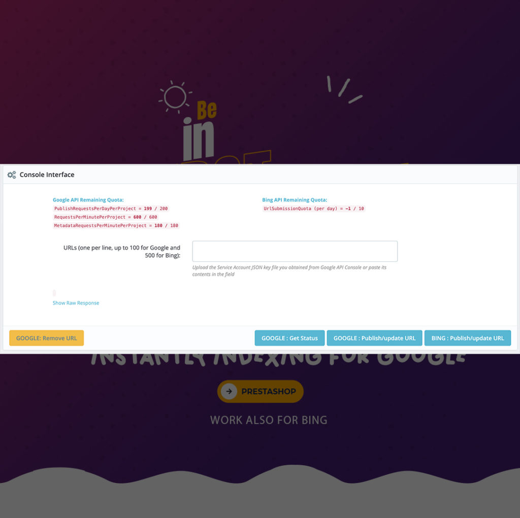 Instant Indexing Prestashop 2 seo google prestashop