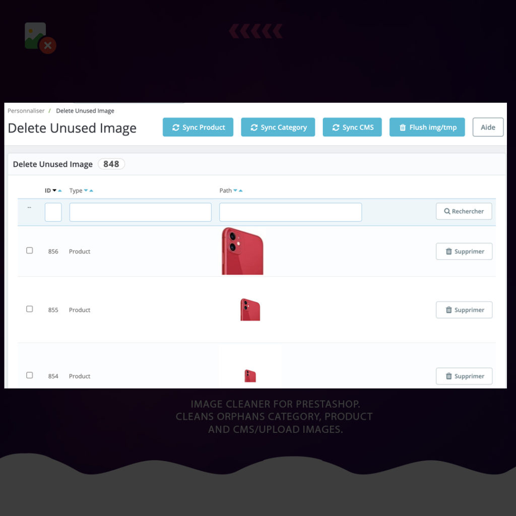 Clean Delete unused image Prestashop v4.0.1 2 opdeleteunusedimage interface