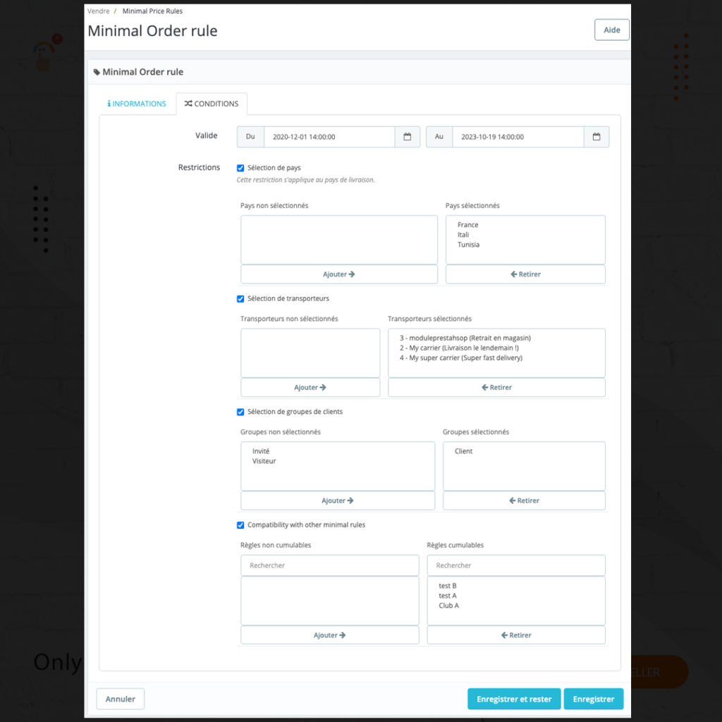 Prestashop Minimal Purchase Price Rules 2 MinimalPurchasePriceRulesPrestashop 3