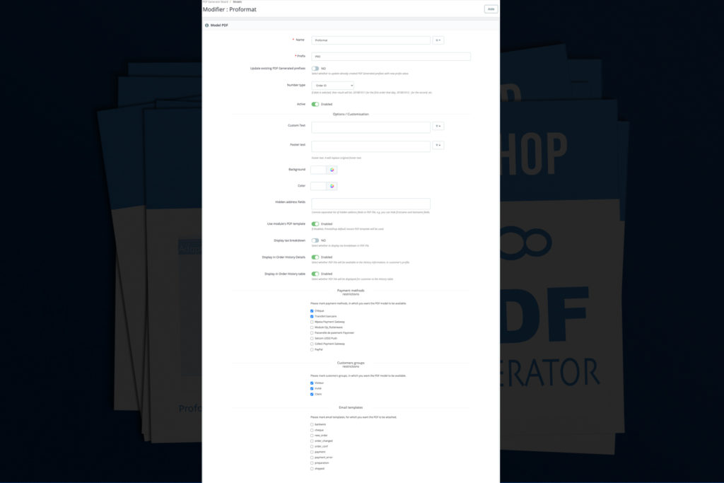 Prestashop PDF Generator Proforma Quote Impaid Module PDF Generator Module