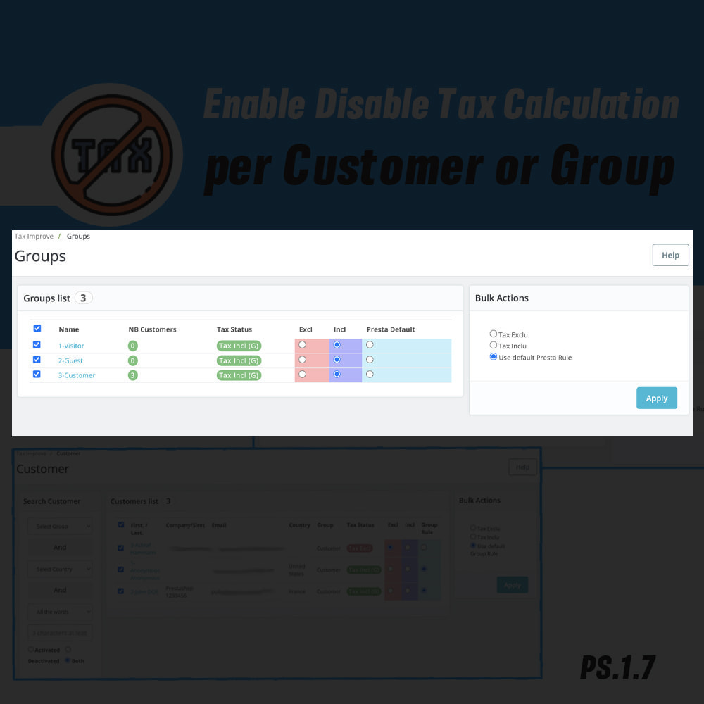 Tax Calculator per Customer or Group or Country Prestashop 2 1 enable disable tax calculation per customer or group