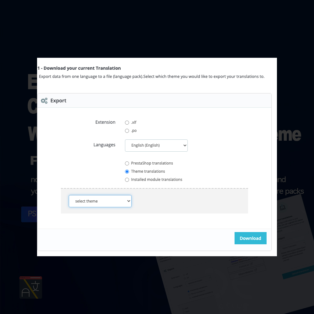 Import Export Translations .po or .xlf Prestashop 7 image2