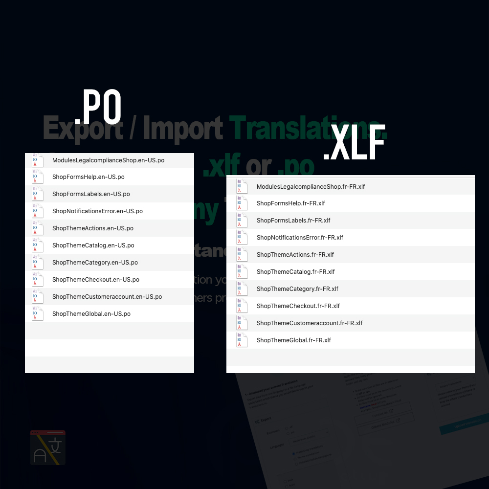 Import Export Translations .po or .xlf Prestashop 5 image4