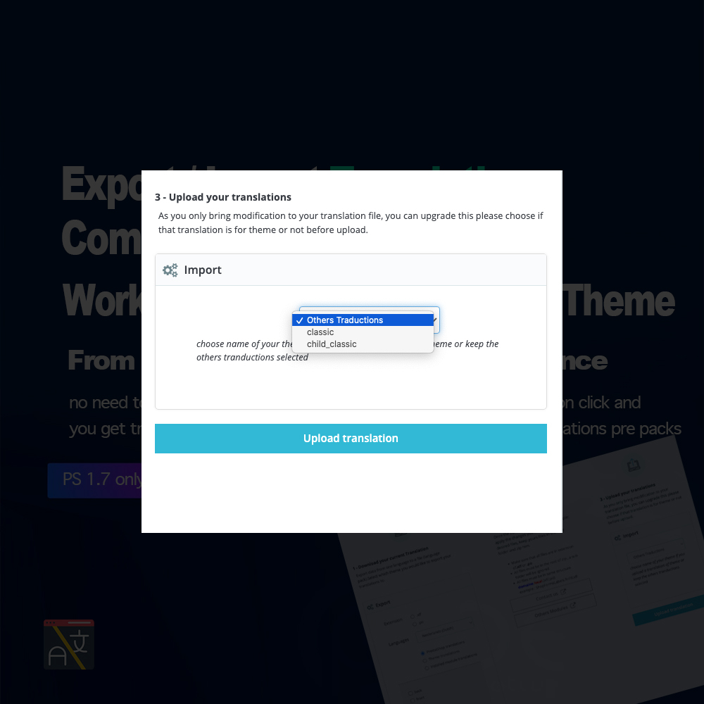 Import Export Translations .po or .xlf Prestashop 4 image5