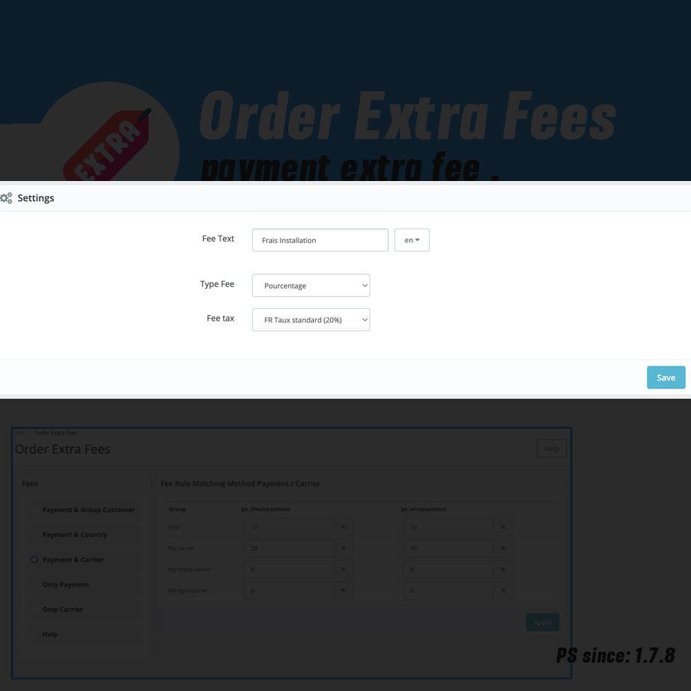 Additional Fee Prestashop 6 order extra fees charges 2