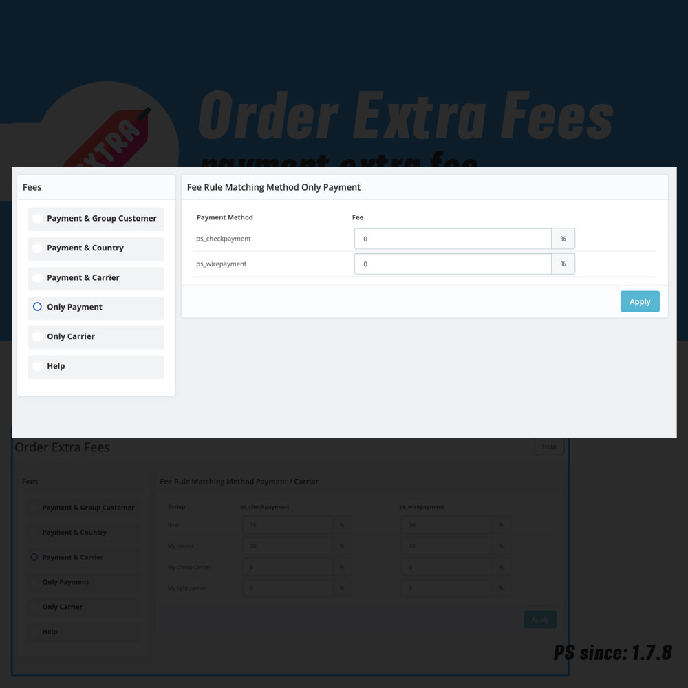 Additional Fee Prestashop 4 order extra fees charges 4