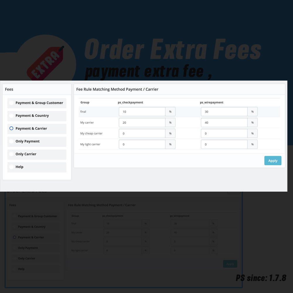 Additional Fee Prestashop 2 order extra fees charges 6
