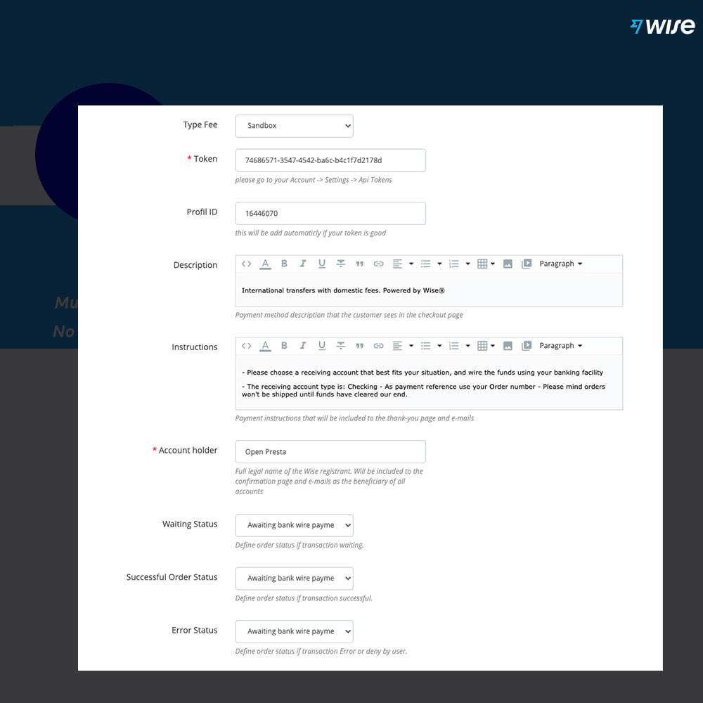 Payment gateway for Wise Prestashop 2 payment gateway for wise formerly transferwise 6