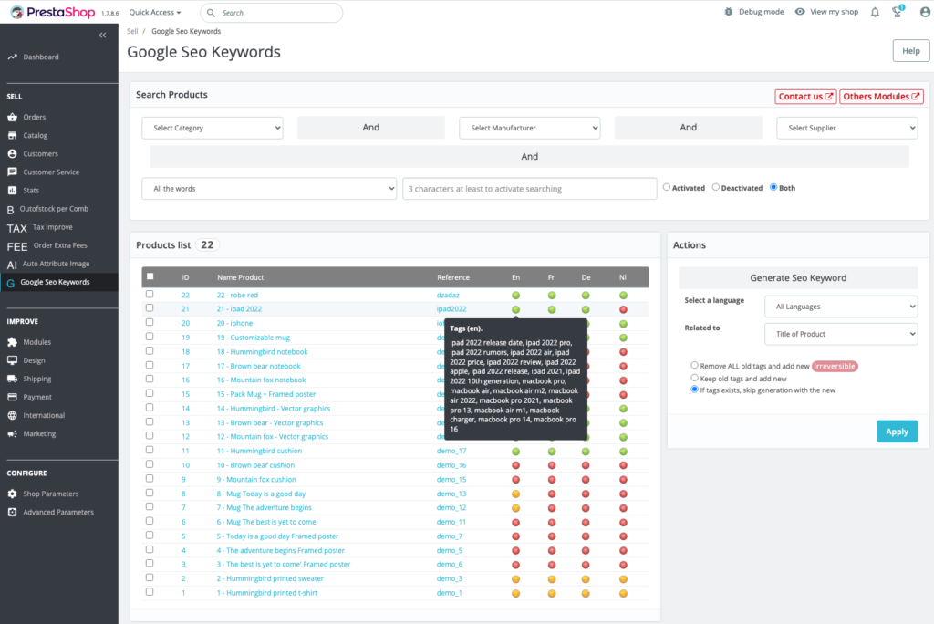 Prestashop Google Seo Keywords Generator 2 module prestashop seo generator google 7
