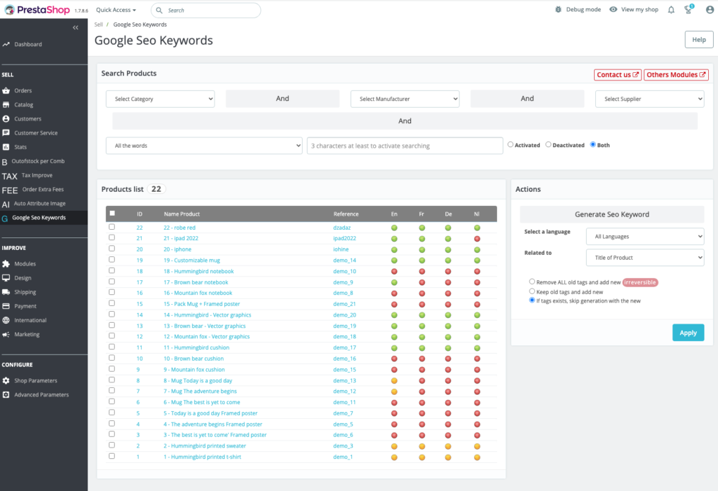 Prestashop Google Seo Keywords Generator 1 module prestashop seo generator google 8