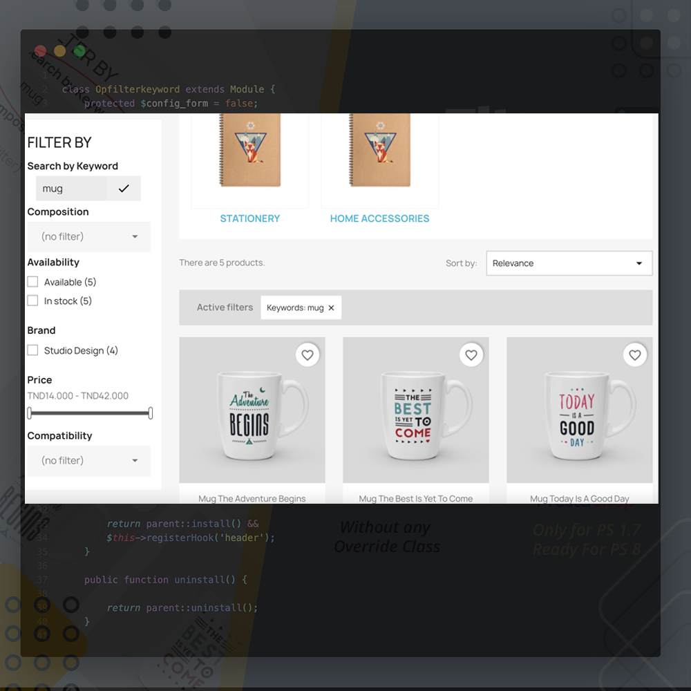 Filter by keyword extend for Faceted search Prestashop 3 Filter by keyword extend for Faceted search Prestashop