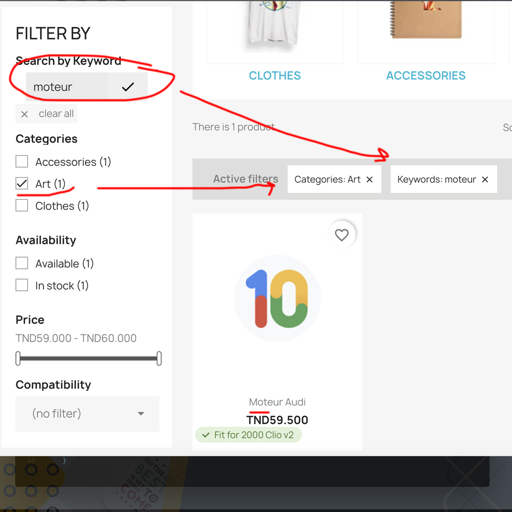Filter by keyword extend for Faceted search Prestashop 1 Filter by keyword extend for Faceted search Prestashop