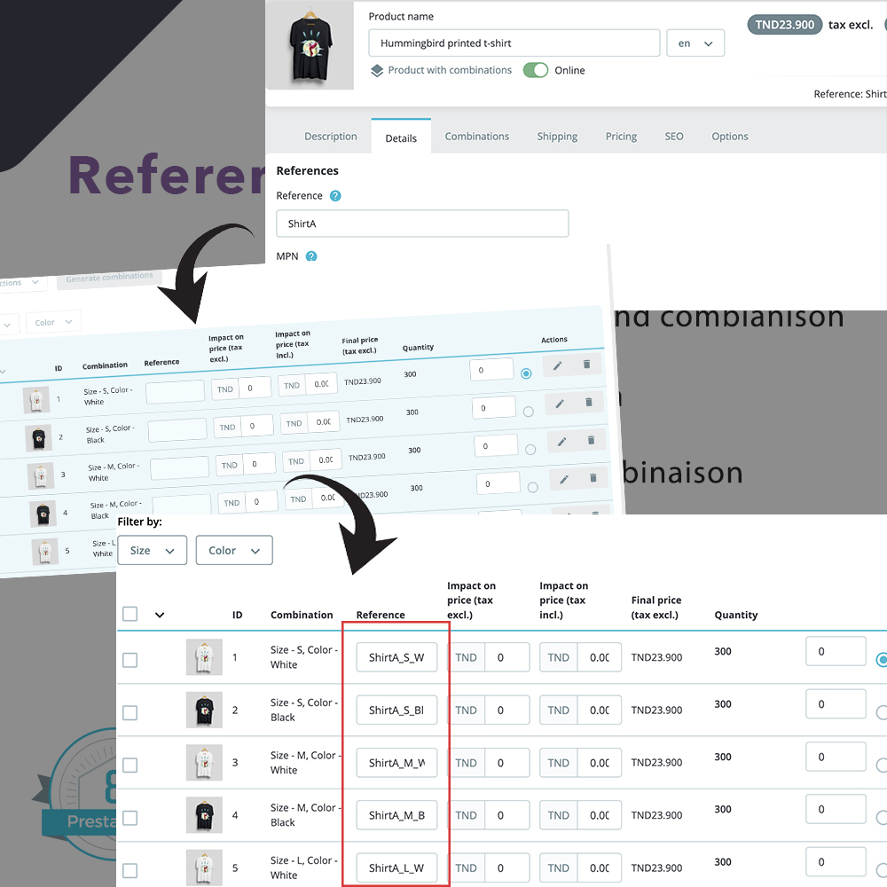 Auto Generate reference product and combinaison Prestashop 1 generator reference prestashop