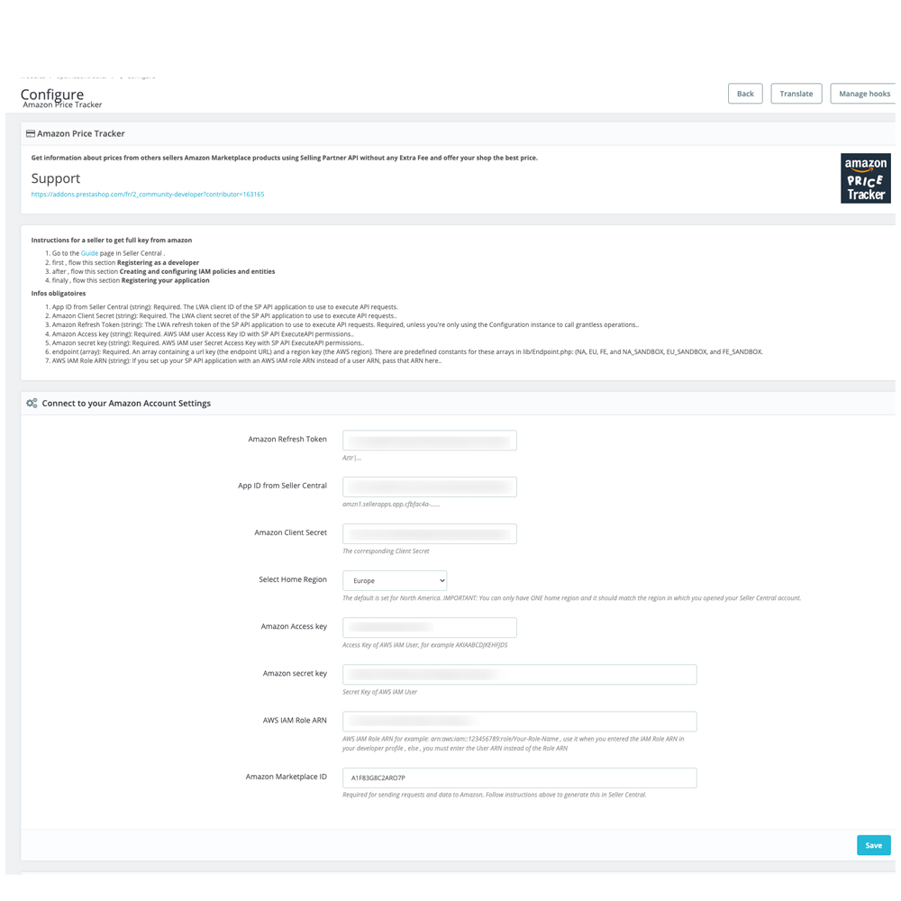 Amazon Price Tracker Prestashop 4 opamazontracker mainconfig 1