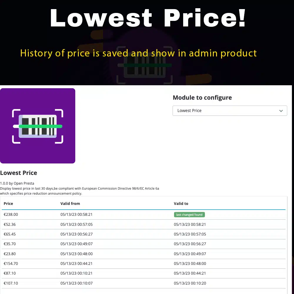 Lowest Price Prestashop Module