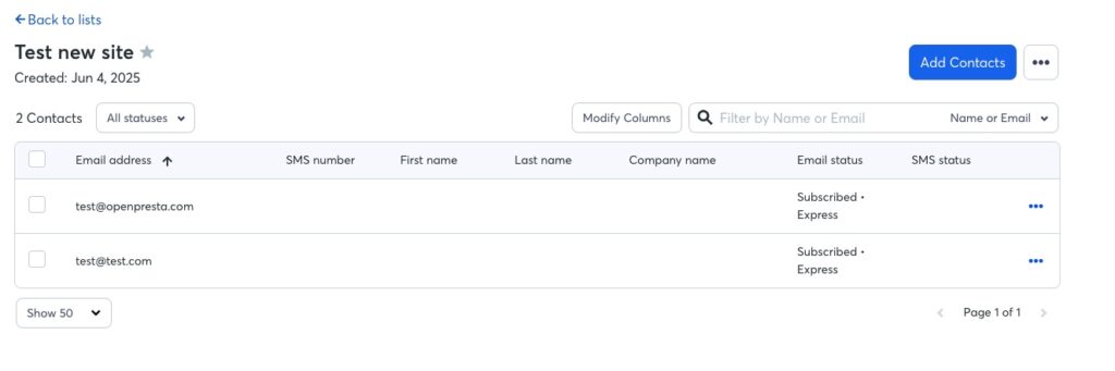 PrestaShop Constant Contact sync 3 0003